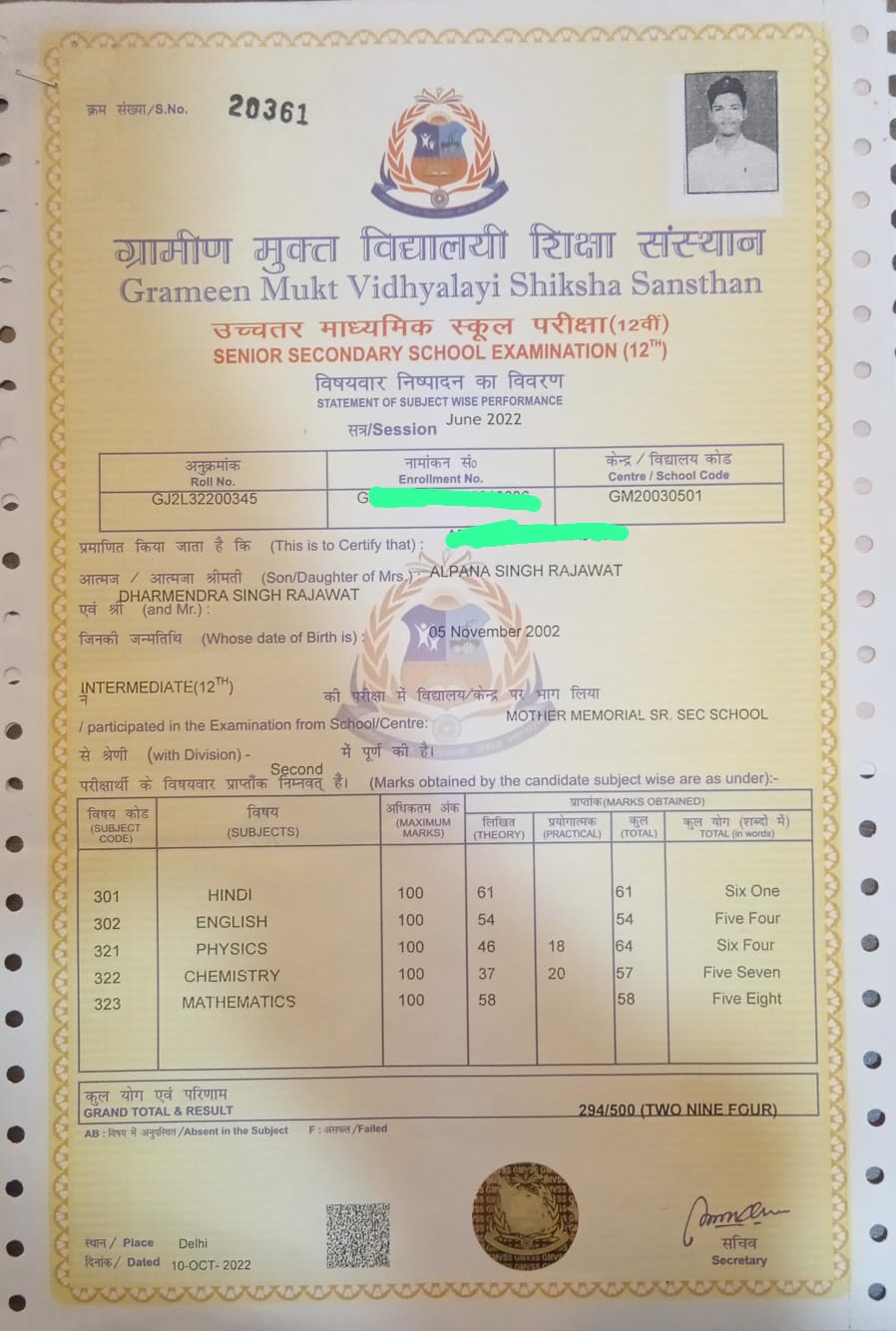 Certificate 1